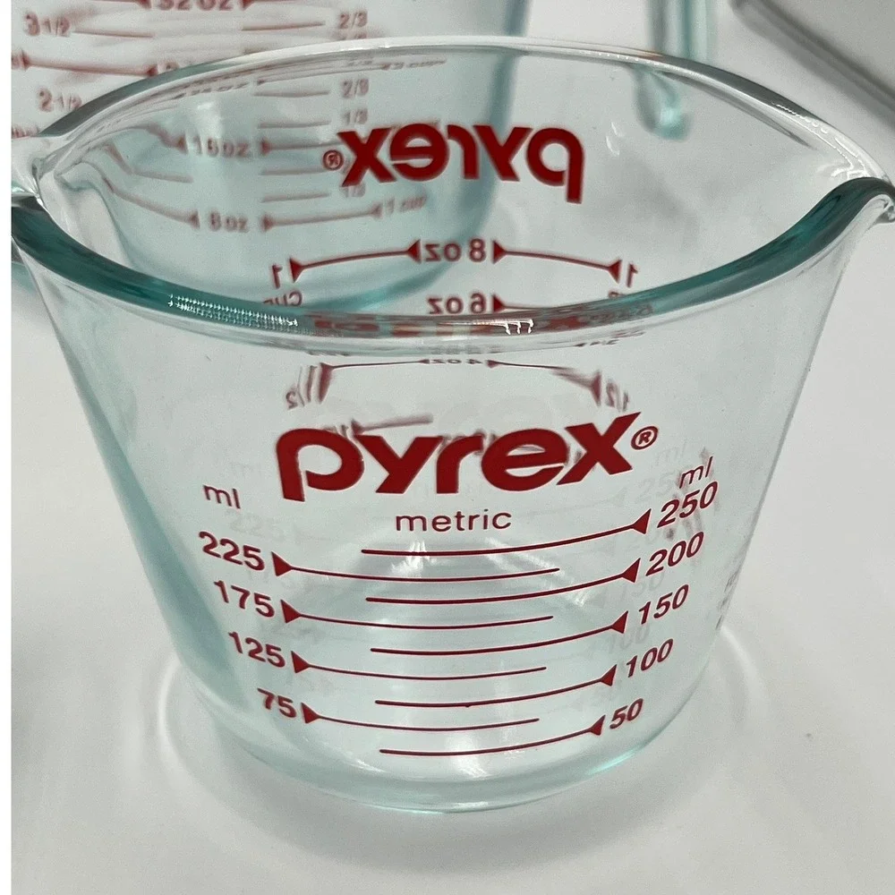 Pyrex Glass Measuring Cup Set 3-Piece Clear Kitchen Basics New